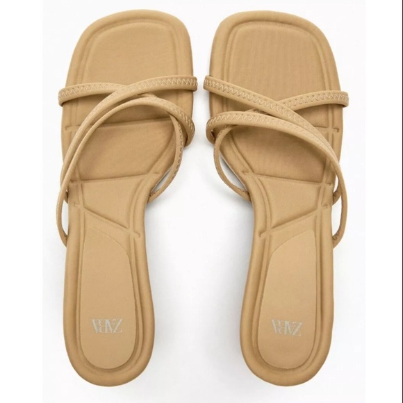 Zara Tan Neoprene Heel Sandals Size 41 - Picture 2 of 9